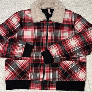 Knox Rose Red and Black Plaid Kids Puffer Jacket